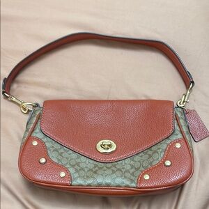 Coach Orange and Tan Bag